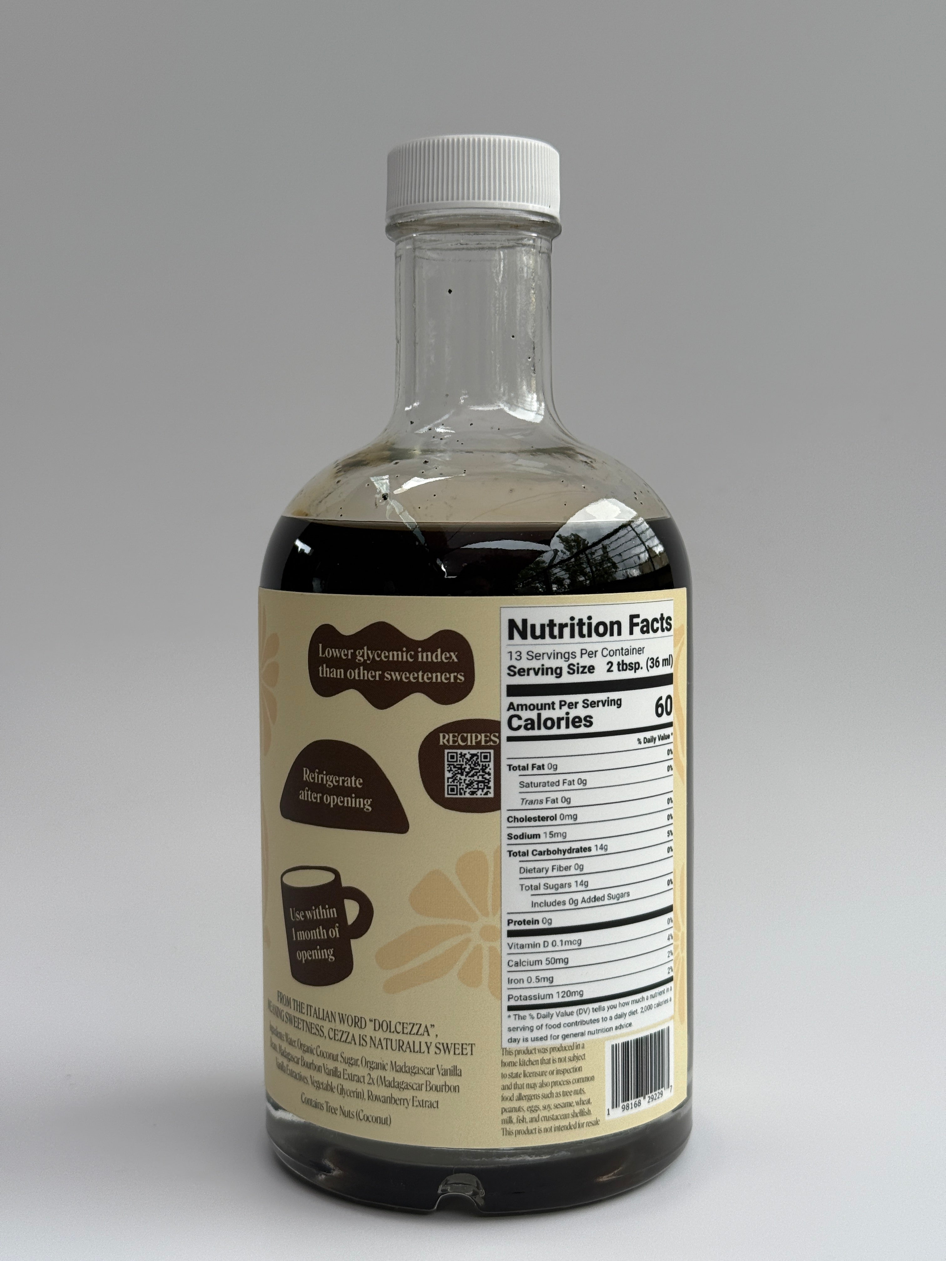 Toasted Vanilla Bean syrup nutritional information